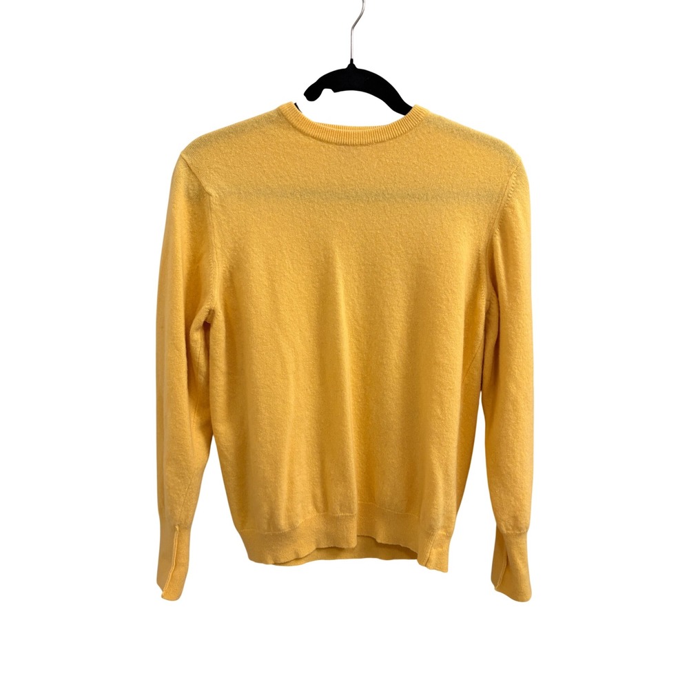Vintage Sweater Butter Yellow Scottish Cashmere Women L Crew Neck N. Peal Winter